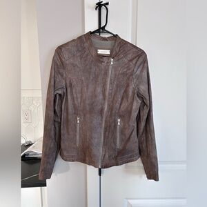 Danier Metallic Leather Moto Jacket Biker Chic Vintage Effortless Cool Size S